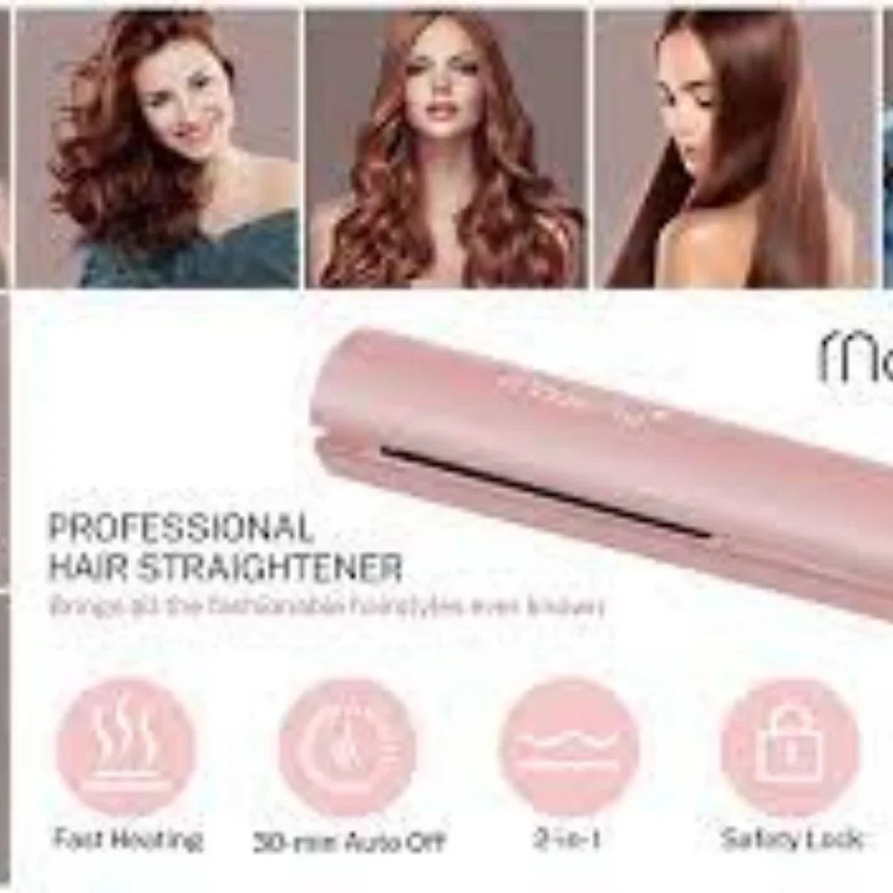 NEW MAGICFLY CERAMIC TOURMALINE IONIC FLAT IRON HAIR‎ STRAIGHTENER PINK